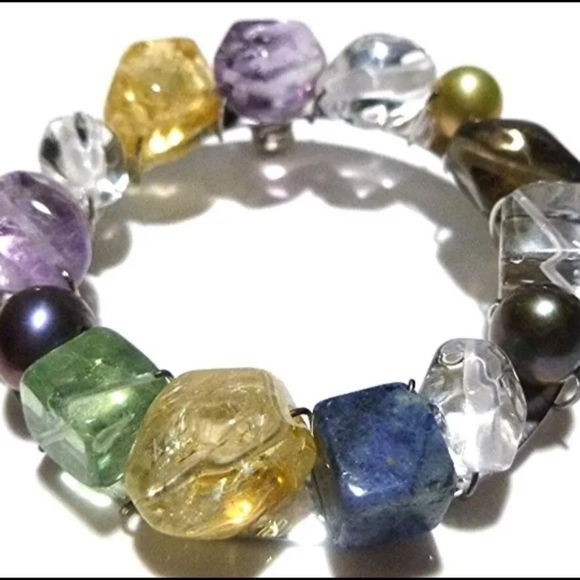 Tracey Mayer Genuine Gemstones Crystals Pearls Pendant Sterling Silver Jewelry - Picture 1 of 4